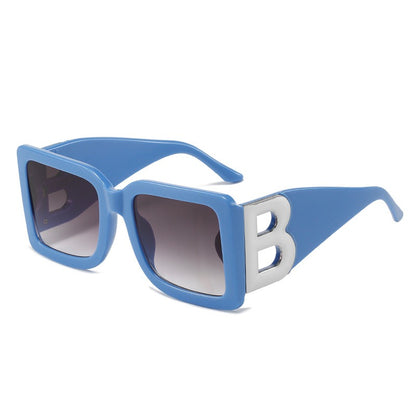 Large frame square sunglasses with B-leg