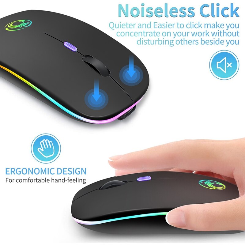 Silent Mause LED Backlit Ergonomic Gaming Mouse For Laptop PC