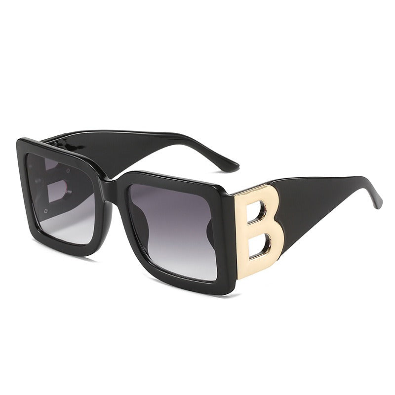 Large frame square sunglasses with B-leg