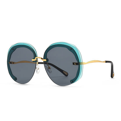 Fashion Oversized Rimless Round Sunglasses