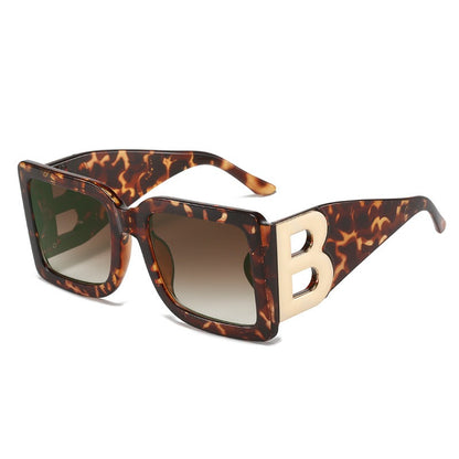 Large frame square sunglasses with B-leg