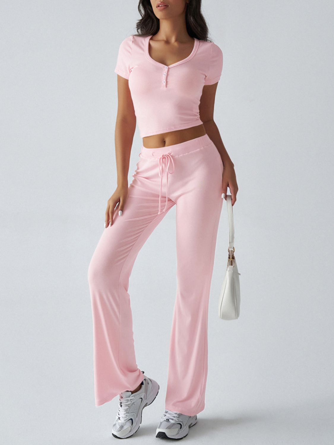 Devine Short Sleeve Top and Drawstring Pants Set