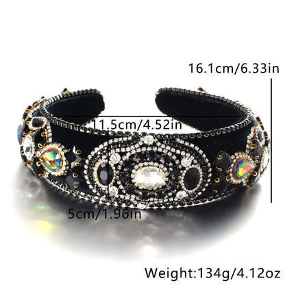 Baroque retro inlaid colored rhinestone sponge hair accessories