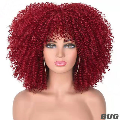 African Small Curly Hair Explosion Head Black Chemical Fiber Wig Full Head Set