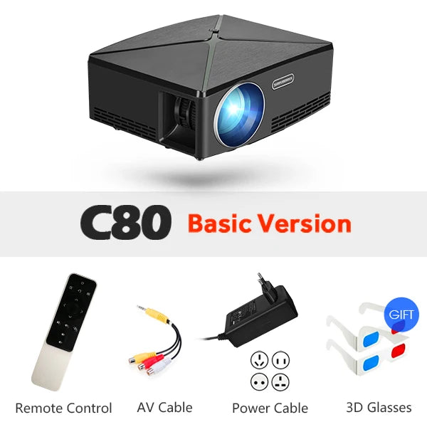 Mini Projector C80 UP, 1280x720 Resolution, Android WIFI