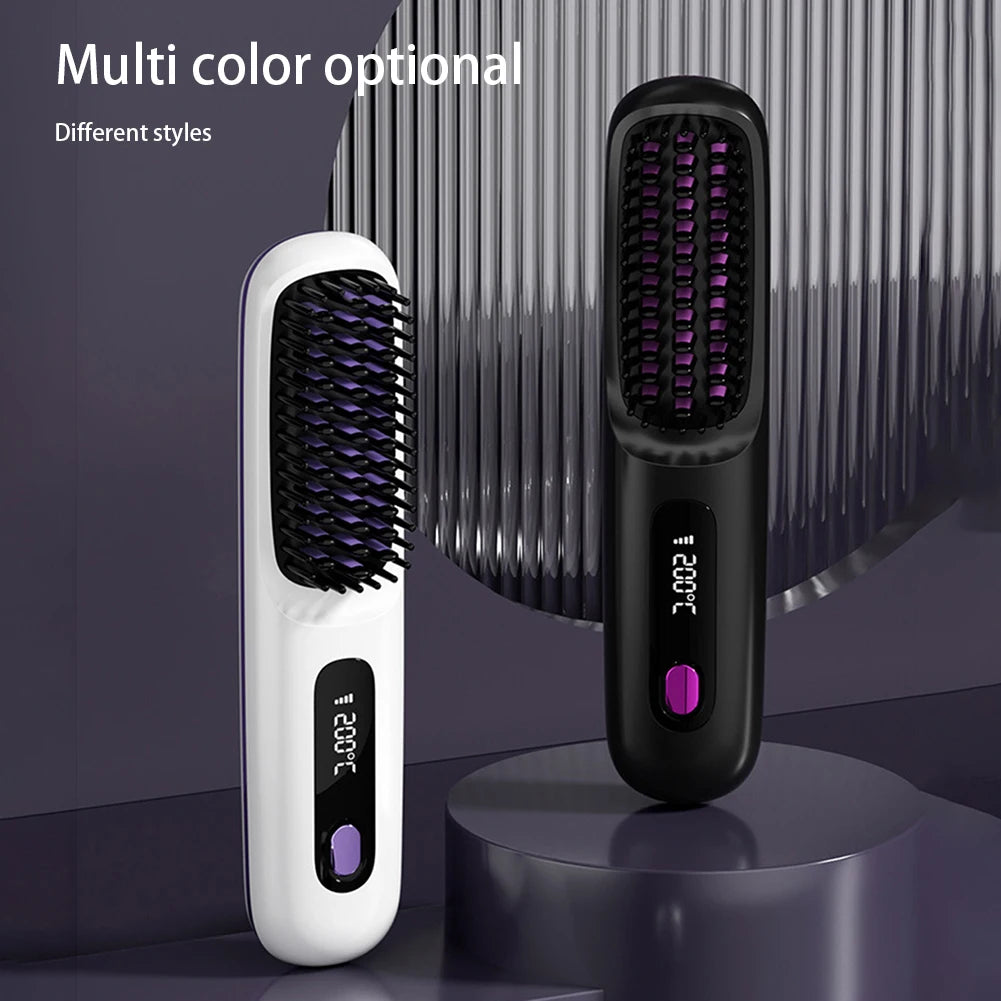 LCD wireless straightening comb rechargeable ceramic electric comb