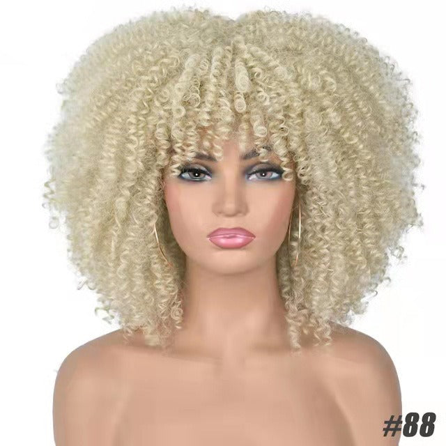 African Small Curly Hair Explosion Head Black Chemical Fiber Wig Full Head Set