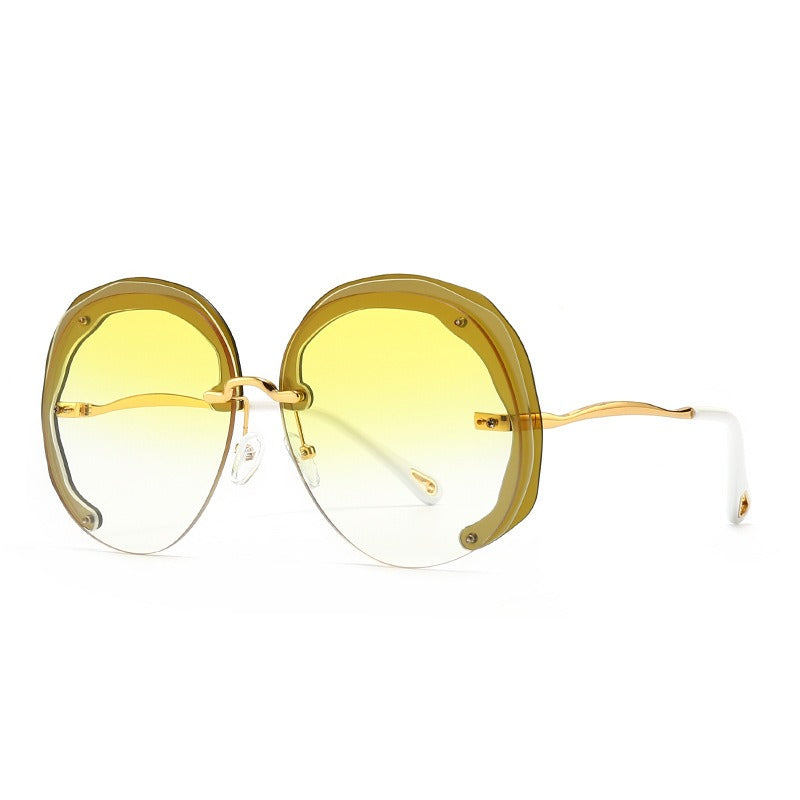 Fashion Oversized Rimless Round Sunglasses