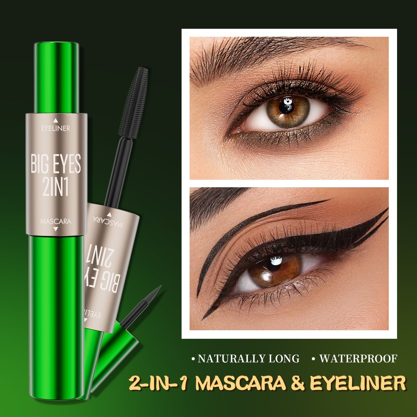 2-in-1 long and thick double-ended mascara, natural and smooth