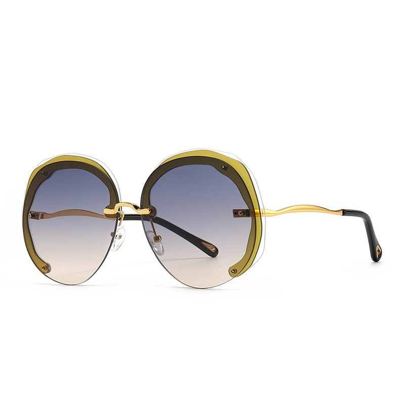 Fashion Oversized Rimless Round Sunglasses