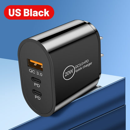 USB+2PD Type-C Mobile Phone Charger Multi Port Travel Charging Head