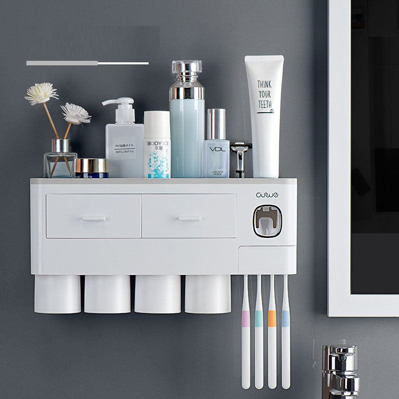 Wall-mounted toothbrush holder wash set household magnetic multi-purpose