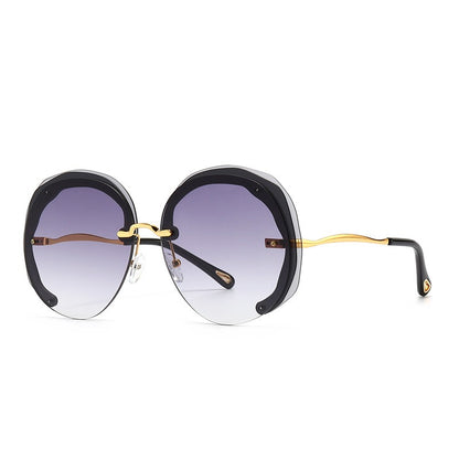 Fashion Oversized Rimless Round Sunglasses