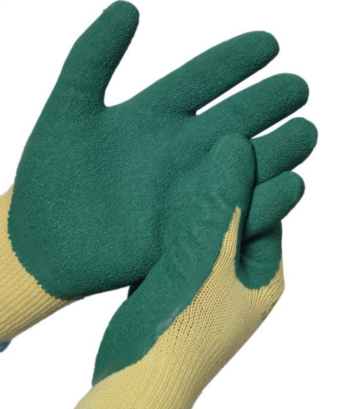 latex coated work gloves, green palm latex coated work gloves - cotton/polyester shell, size 10, 1 pack, 12 pairs