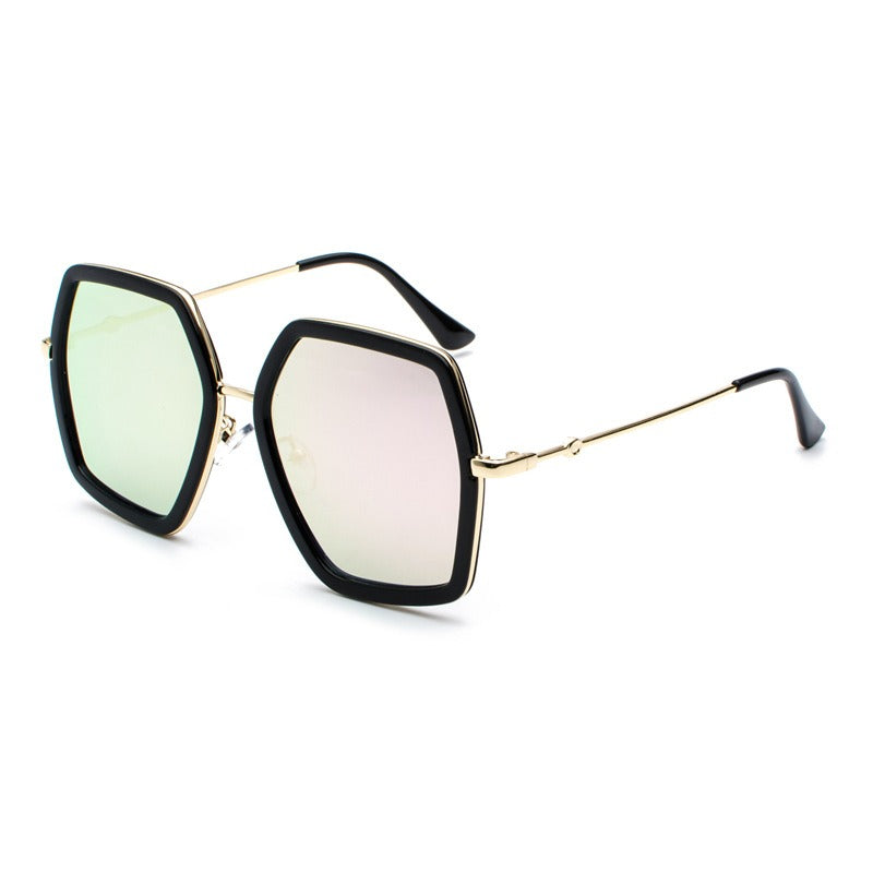 European and American large frame sunglasses for women, ins metal sunglasses