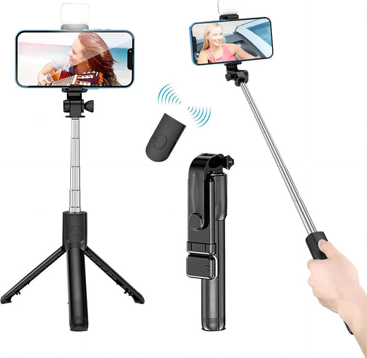 Selfie Stick with Fill Light Extendable Selfie Stick Tripod with Wireless Remote and phone holder