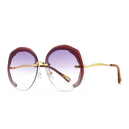 Fashion Oversized Rimless Round Sunglasses