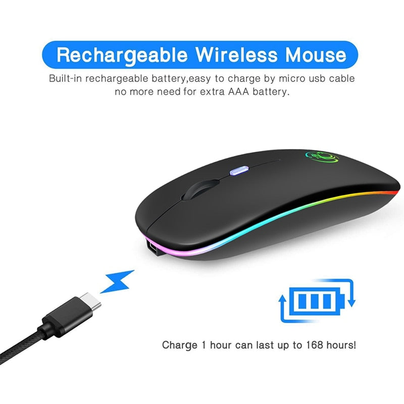 Silent Mause LED Backlit Ergonomic Gaming Mouse For Laptop PC