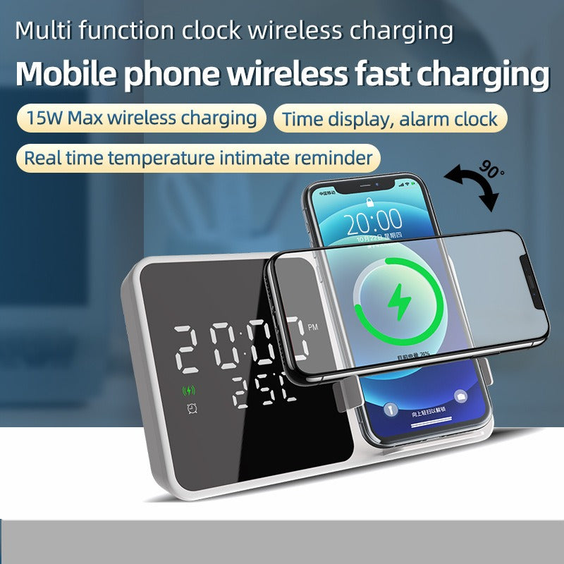 15W Mobile Phone Stand Wireless Charging Clock Alarm Clock Wireless Charging