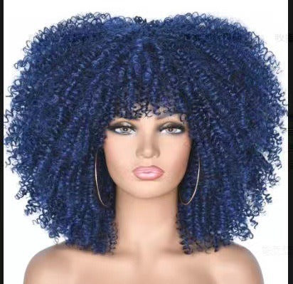 African Small Curly Hair Explosion Head Black Chemical Fiber Wig Full Head Set