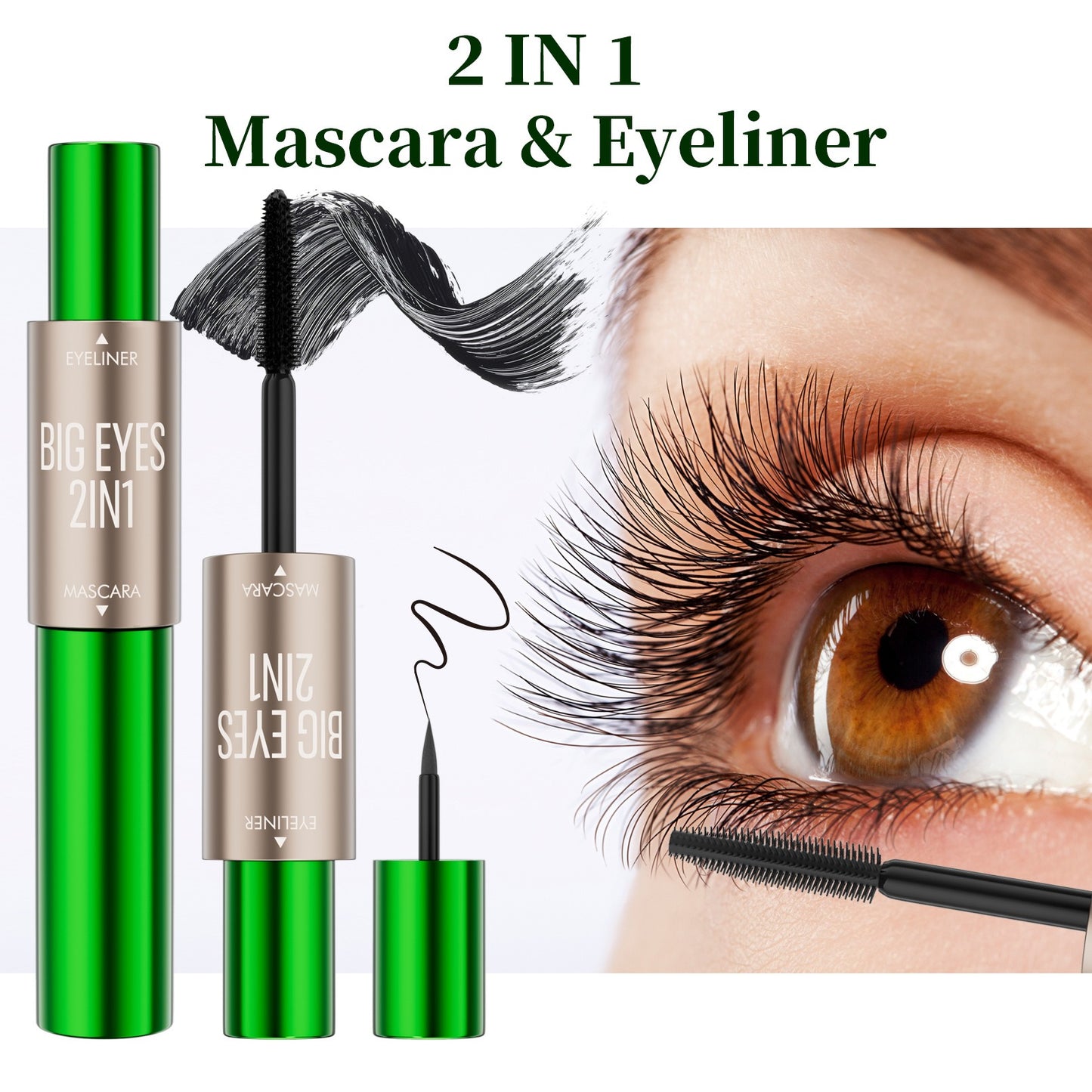 2-in-1 long and thick double-ended mascara, natural and smooth