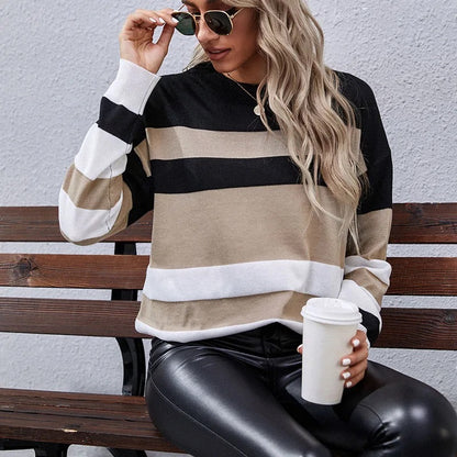 FASHION STRIPPED PULLOVER FOR WOMEN