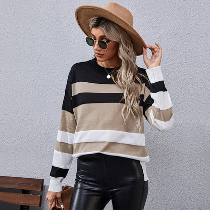 FASHION STRIPPED PULLOVER FOR WOMEN