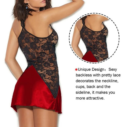 SEXY LACE LINGERIE MESH NIGHT DRESS (2Pcs)