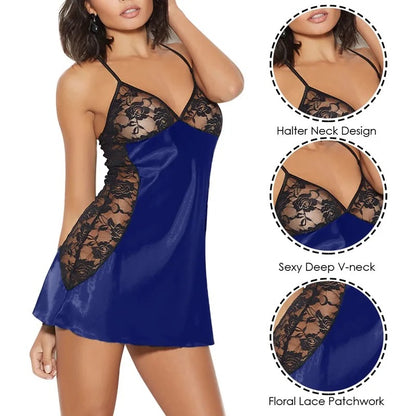 SEXY LACE LINGERIE MESH NIGHT DRESS (2Pcs)