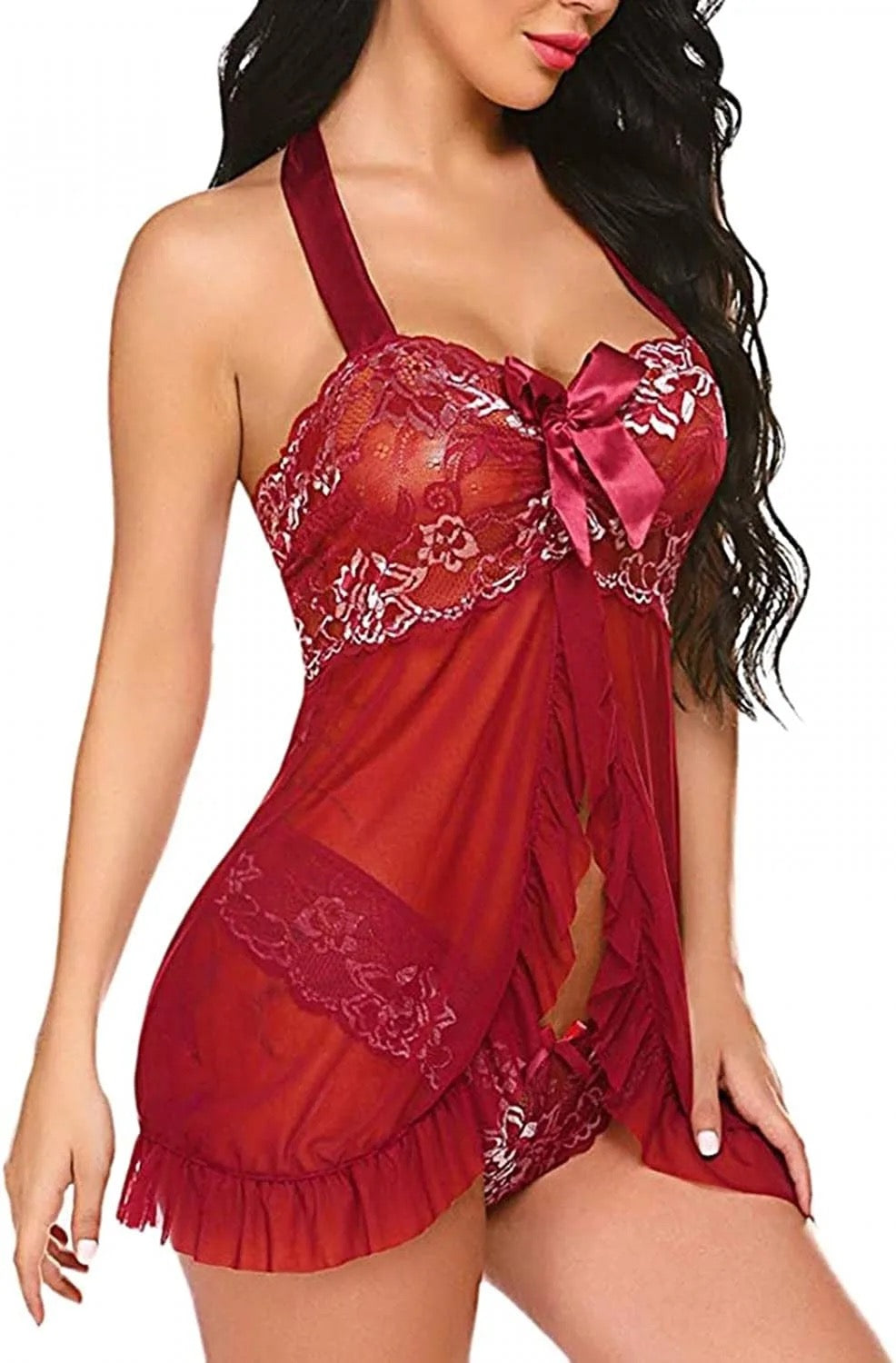 MESH BABYDOLL LINGERIE FOR WOMEN (2 PCs)