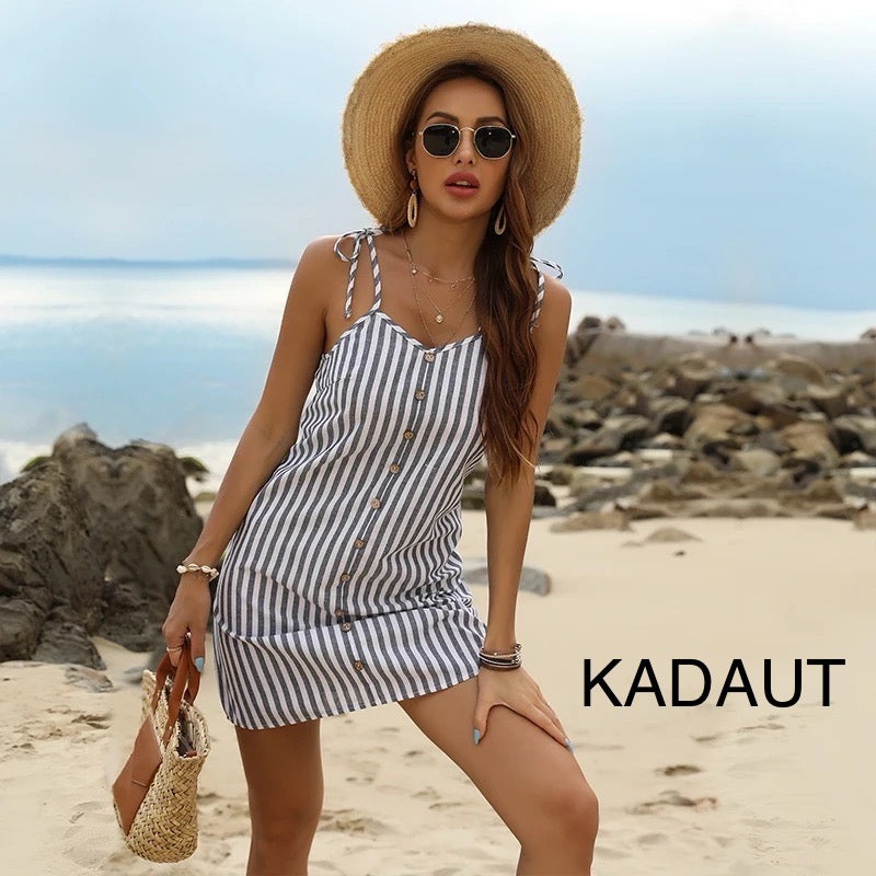 WOMEN MINI STRIPED DRESSES BEACH