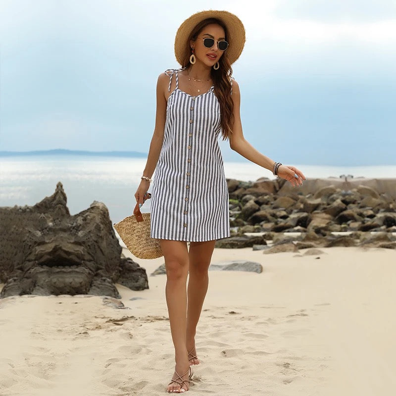 WOMEN MINI STRIPED DRESSES BEACH