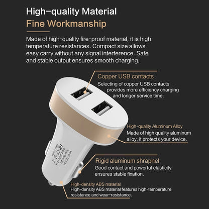 USB Car Charger For Phone 5V 2.1 A