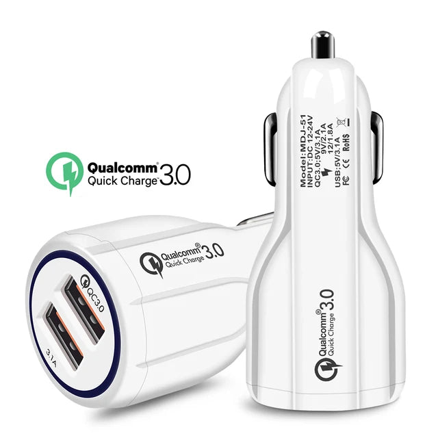 QC Quick Charge 3.0 Dual Car Charger Adapter Auto Mobile Phone Charger