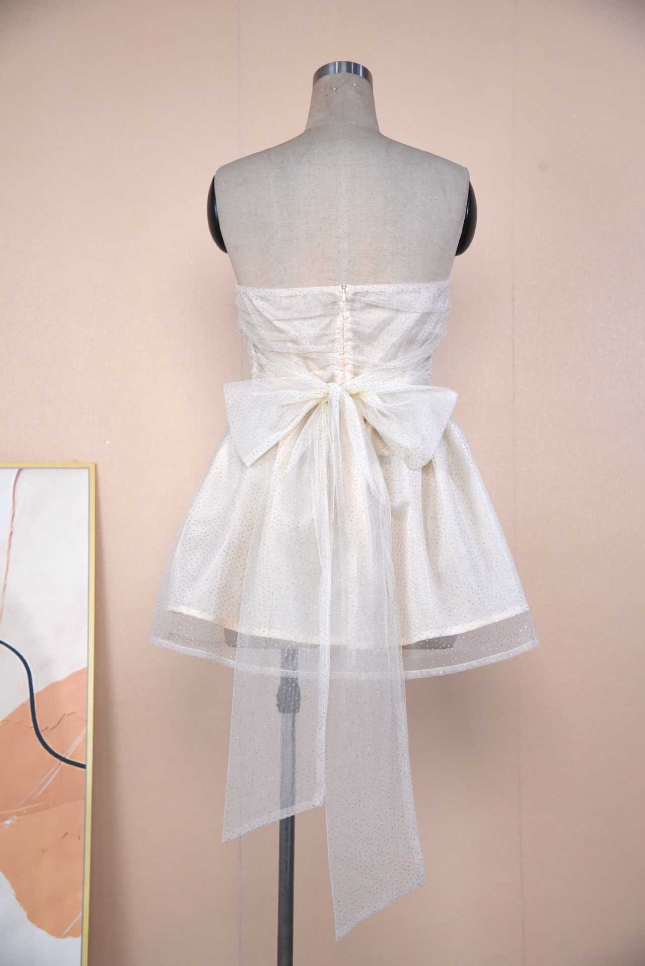 Tube Top Lace Dress With Back Bow-knot