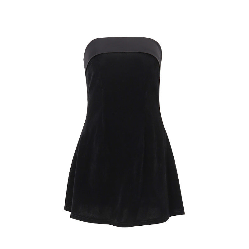 Slim Tube-top Dress Fashion Zipper A-line Short Dress