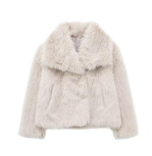 Winter Plush Coat Fashion Thicken Lapel Outwear Casual